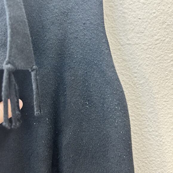 Chicos Size 2 Sweater Vest Black Open Front Knit Fringe Whimsigoth Boho Western - Picture 4 of 7